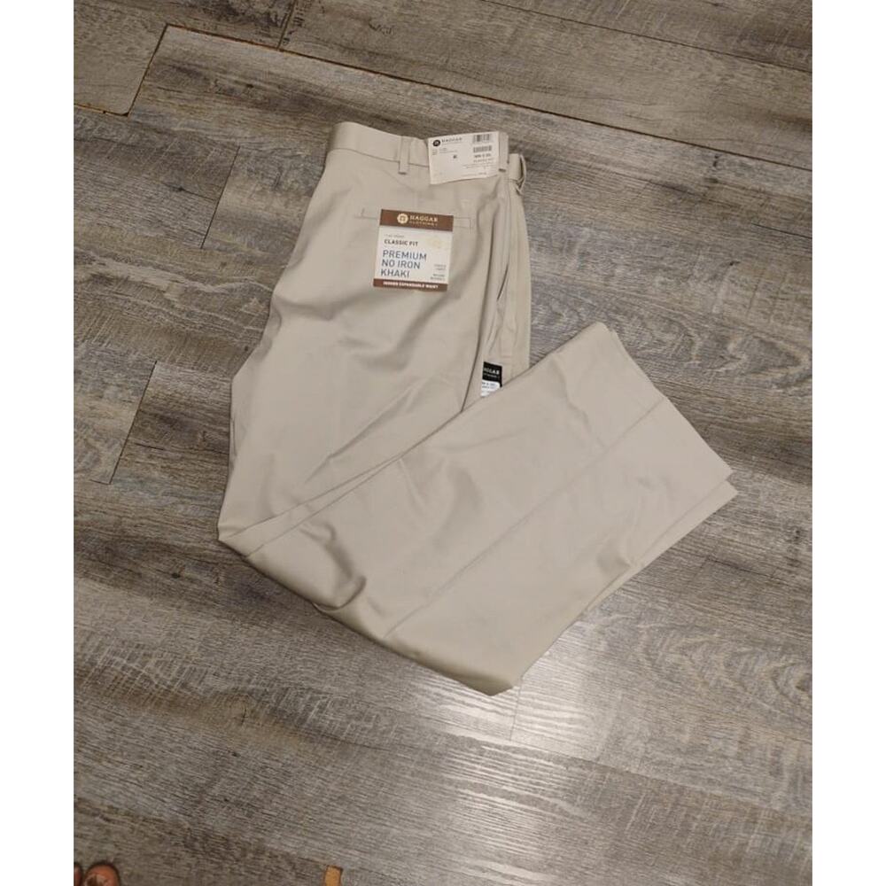 New Haggar Premium No Iron Khaki Men’s Dress Pants 38x30 NWT CLASSIC FIT